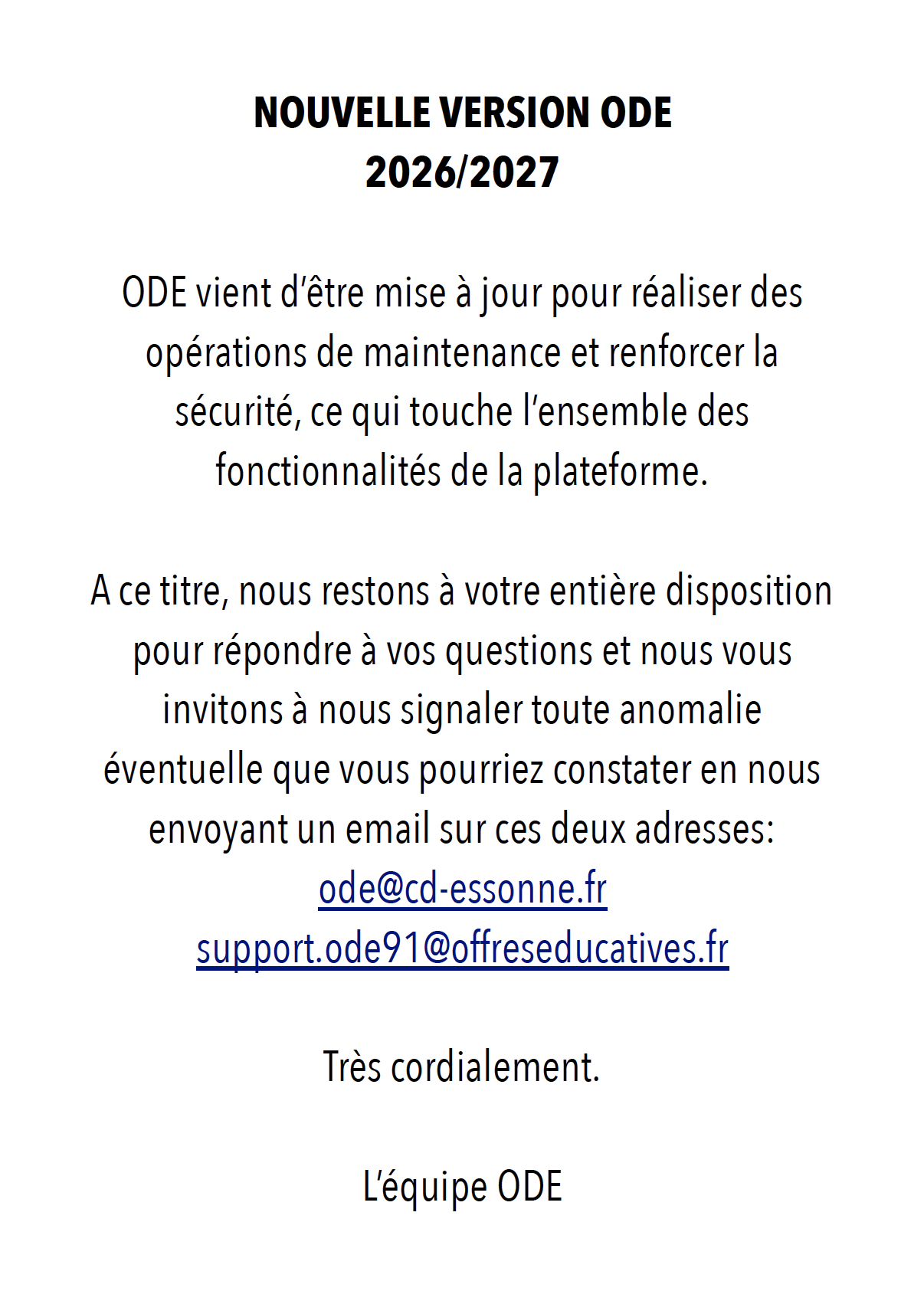 Nouvelle version ODE